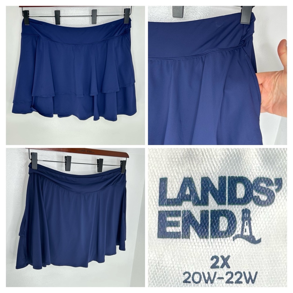 Lands' End NWT Navy Skort Size 2X Athletic Golf Tennis Pickleball Activewear